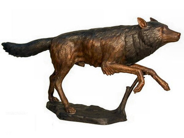 Life Size bronze wild animals Running wolf for outdoor use